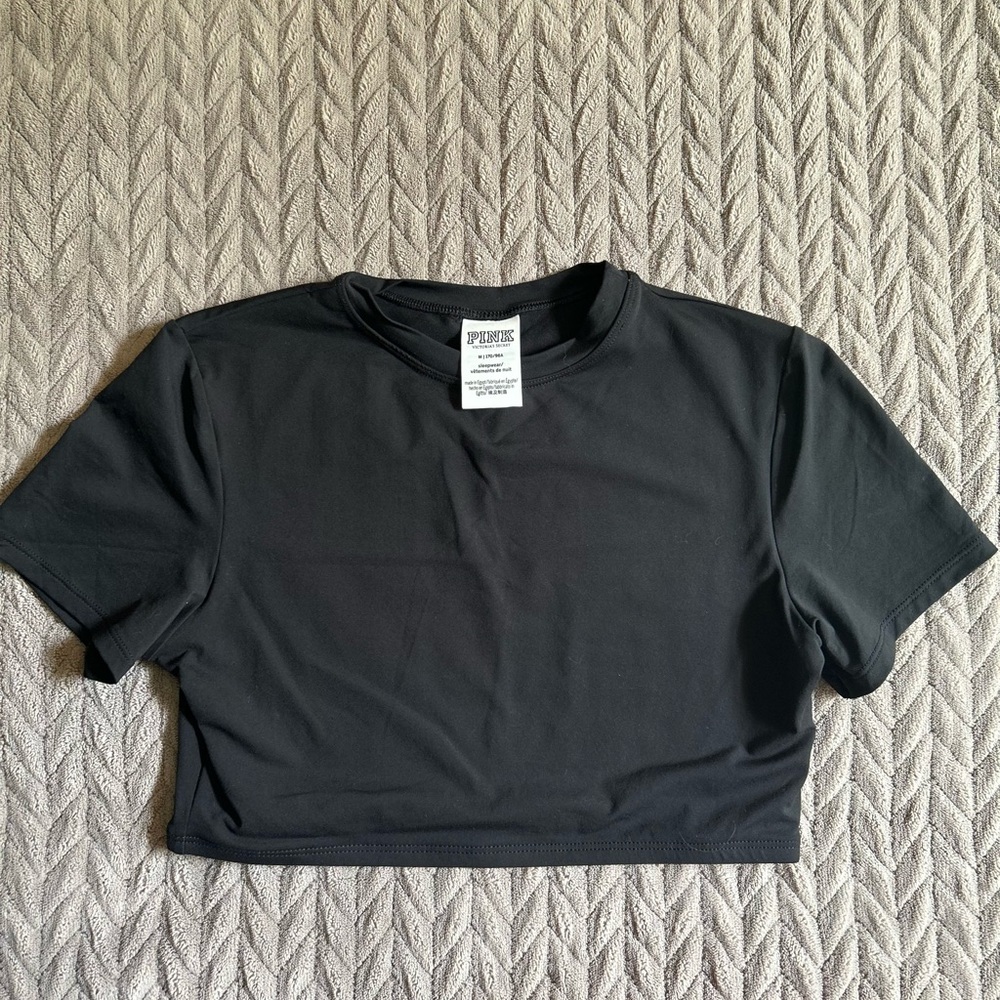 Victoria's Secret Black Fitted Crop T-Shirt